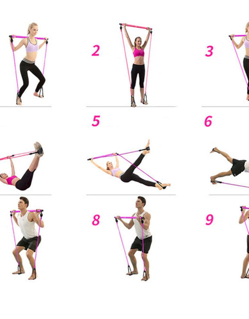 Exercise Pilates Bar Kit Resistance Bands Yoga Fitness Stretch